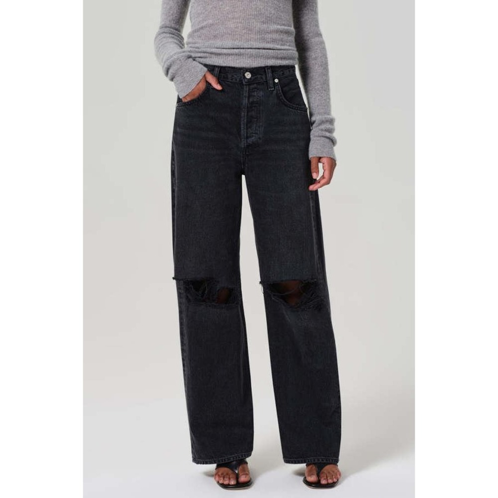 Citizens of Humanity NWT Ayla Baggy Jean Metropolis Distressed Black Wide Leg 30